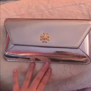Silver Tory burch clutch